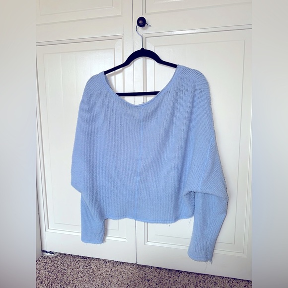 Light blue, Urban Outfitters off the shoulder sweater. Size small. - Picture 2 of 3